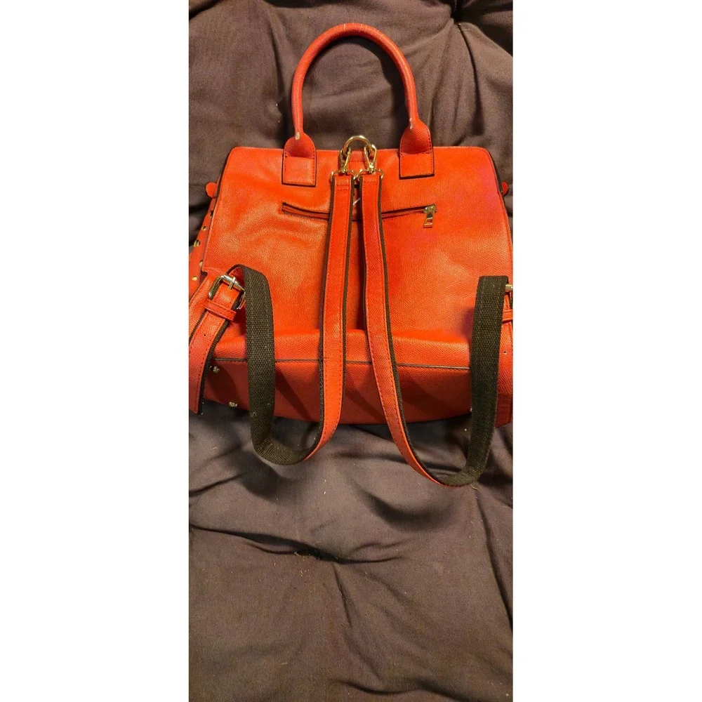 Mellow World Orange‎ Perforated Vegan Leather Convertible Backpack Satchel Bag